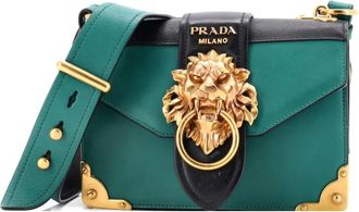 Prada Animalier Cahier Leather Small crossbody bag - Groen