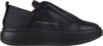 Alexander Smith Wembley Slip-on Dames Leer Zwart en Zwarte Zool - Dames - Sneakers - Zwart - 38 EU - Leer - Schoenen