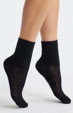 Stems Fleur Cotton Blend Crew Socks in Black at Nordstrom