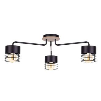 Netlighting Casa Multi Arm Semi Flush Ceiling Light Black Wood 70cm 3x E27