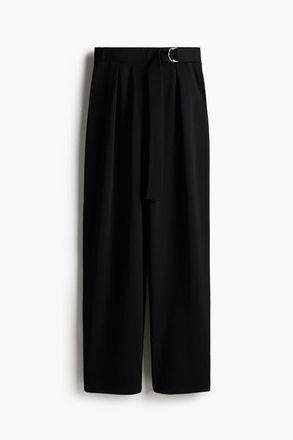 H&M Belted Trousers in Black at Nordstrom, Size 3X-Large