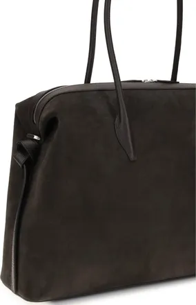 Yuzefi Womens Shoulder Duffle Bag Brioche Ganache Suede