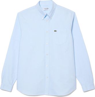 Lacoste Regular Fit Oxford Button-Down Shirt in White/Blue at Nordstrom, Size 15.75