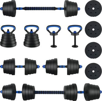 vidaXL Juego De Mancuernas 4 En 1 40 Kg Negro Y Azul Vidaxl