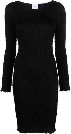 Patou textured-finish long-sleeve dress - women - Cotton - L - Black