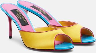 Dolce & Gabbana Keira leather-trimmed satin mules