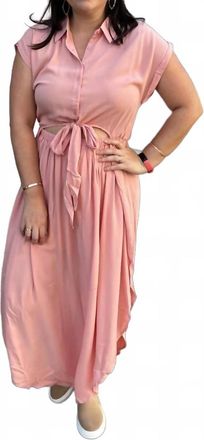 Greek Archaic Kori Button Up Tie Front Detailing Midi Dress In Mauve