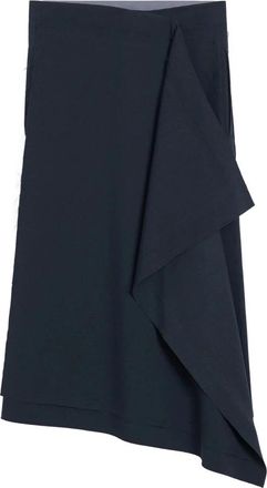 Ami Grijze Wol Tricotine Midi Omslagrok - Dames - Midirokken - Grijs - 2XS - Wol - Rokken