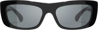 Chanel Sunglasses, female, Black, Size: 56 MM Rectangle Sunglasses