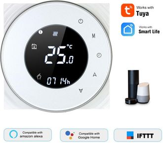 OEM Termostato Programable Para Calefacci&oacute;n A Gas, Controlador De Temperatura De Contacto Seco, Pantalla T&aacute;ctil Lcd Retroiluminada, Control Por Voz Compat