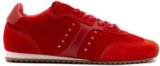 Larroude Stella Sneaker In Scarlet Suede and Blood Red Leather at Nordstrom, Size 6.5