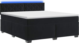 vidaXL Cama Con Base Tapizada, Colch&oacute;n Y Luz Led Negro 140 X 190 Cm Vidaxl