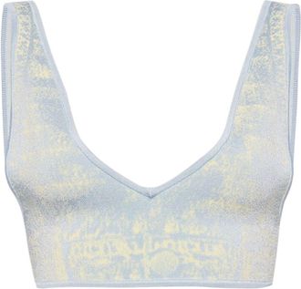 Ph5 fake denim bra-style top - women - Recycled Viscose/Recycled Rayon/Polyester/Spandex/Elastane - S - Blue
