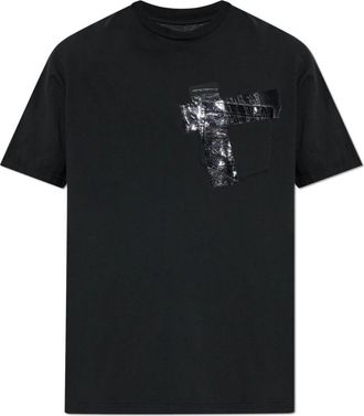 Maison Margiela Taped Pocket Jersey T-Shirt - Heren - T-shirts - Zwart - L - Katoen - Tops