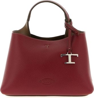 Tod's Shopping Bags, female, Red, ONE SIZE, Micro Grainy Leather Handbag