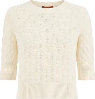 Ermanno Scervino Trui - Dames - Ronde hals truien - Beige - L - Truien & Vesten