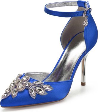 Miyoopark Womens High Heel Wedding Shoes Beaded Elegant Formal Party Pumps M530 Royal Blue UK 8.5