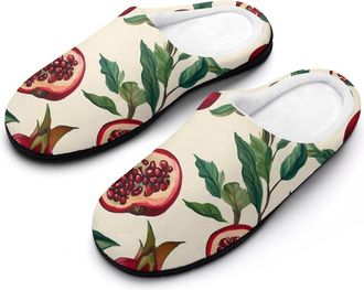 Generic Pomegranates Cotton Slippers for Women Indoor Outdoor Slipper Slip-On Memory Foam Home Shoes