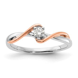 Diamond2Deal 14k Two-tone Lab Grown Diamond Wedding Band Ring 0.12Ct Clarity- VS Color- G-H
