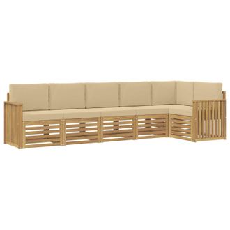 vidaXL Conjunto De Sof&aacute;s De Exterior 6 Uds. Y Beige Poli&eacute;ster Vidaxl