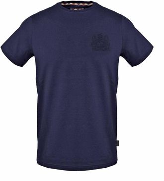 Aquascutum Heren T-shirt katoen met logo (Marine)