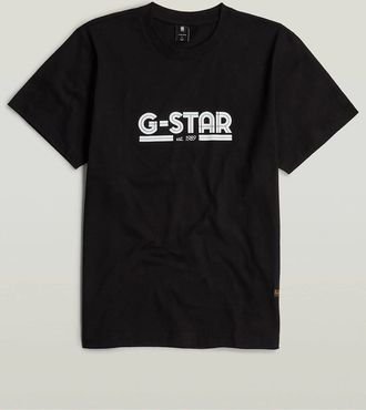 G-Star Mens Line Script Lettering Regular Fit T-Shirt - Black - Size: 40