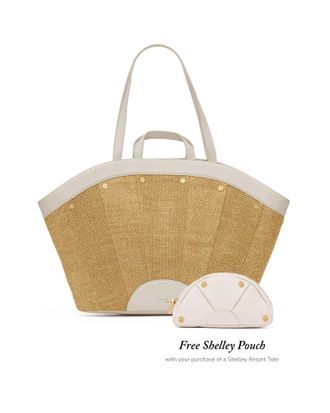 Hammitt Hammitt Shelley Tote Calla Lily White Raffia Brushed Gold Hammered