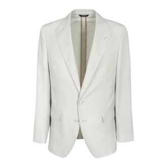 Dolce & Gabbana Formal Blazers, male, Beige, Size: L Single-Breasted Wool Poplin Jacket