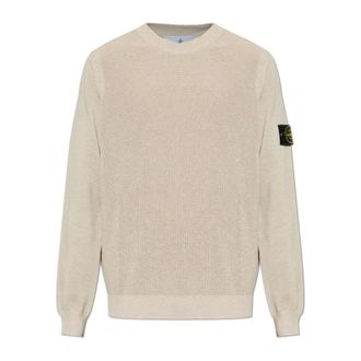 Stone Island Round-neck Knitwear, male, Beige, Size: XL Crew Neck Sweater