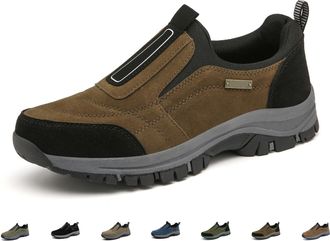 Generic Mens Orthopedic Shoes, Waterproof Slip on Hiking Shoes Comfy Lightweight Sneakers Outdoor Arch Support Walking Footwear (Dark Brown,10.5)