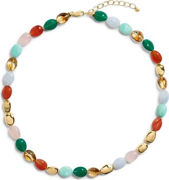 Monica Vinader Rio Multistone Necklace in 18K Gold Vermeil at Nordstrom