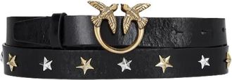 Pinko Love Berry H2.5 Vitello Riem - Dames - Riemen - Zwart - S - Leer - Accessoires