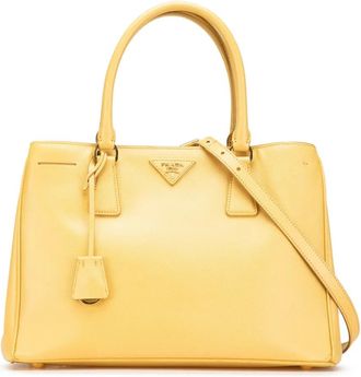 Prada 2013-2025 kleine Saffiano Lux Galleria tas - Geel