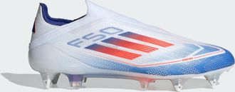 adidas adidas Performance Unisex F50 Elite Laceless Soft Ground Boots - White/Blue - Size UK 6.5