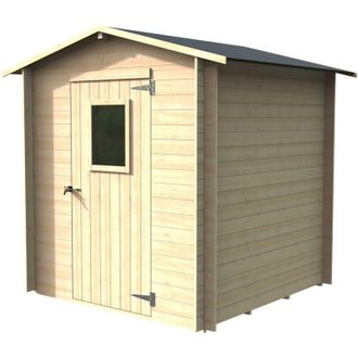 Alce Caseta De Jard&iacute;n Bh19 Regis 198x198 De Madera De Abeto Natural 19 Mm Con Puerta Simple Con Ventana, Techo Y Suelo Machihembrado, Montaje F&aacute;cil, Tratam