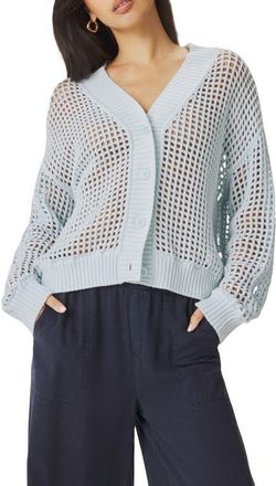 Splendid Camellia Openwork V-Neck Cotton Blend Cardigan in Country Air Blue at Nordstrom, Size Small