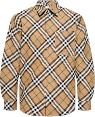 Burberry Geruit Overhemd - Heren - Casual Overhemden - Beige - L - Katoen - Overhemden