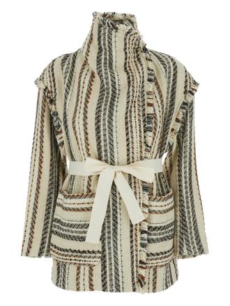 Isabel Marant Illisa striped fringed jacket - Neutrals