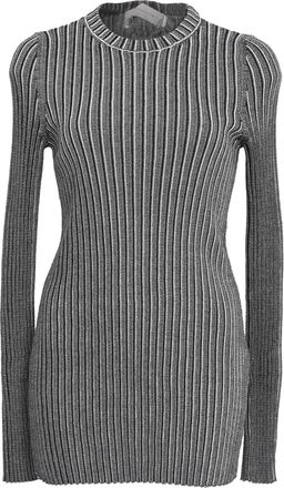 Victoria Beckham Metallic Body-Con Rib Mini Dress in Grey Acetate