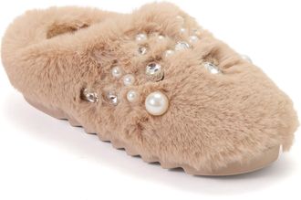 Dearfoams Womens Annabelle Pile Clog Slipper with Embellishment