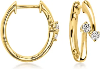 Ross-Simons Lab-Grown Diamond Overlapping Hoop Earrings in 18kt Gold Over Sterling