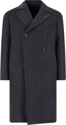Tagliatore Grey Double-Breasted Virgin Wool Cashmere Coat