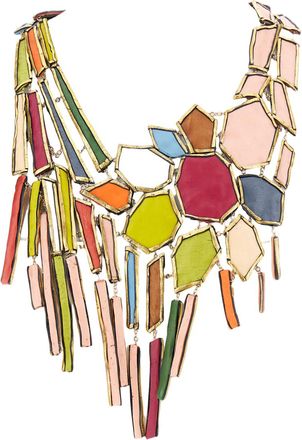GFW Multicolored Geometric Pendant Necklace With Gold-Tone Outlines