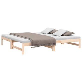 Berkfield Home Pull-out Day Bed 2x(75x190) cm Solid Wood Pine in Light Tan