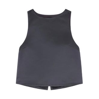 Ganni Sleeveless Tops, female, Black, Size: XS Top in Satin