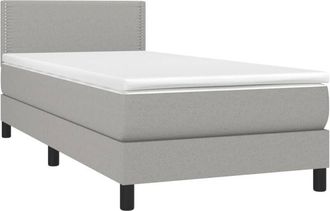 vidaXL Cama Box Spring Colch&oacute;n Y Luces Led Tela Gris Claro 90x190 Cm Vidaxl