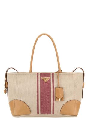 Prada Tan/Red Logo Large Tote