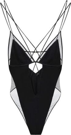 Elisabetta Franchi Tops, Dames, Zwart, XL, Satijn, High-cut Leg Bodysuit