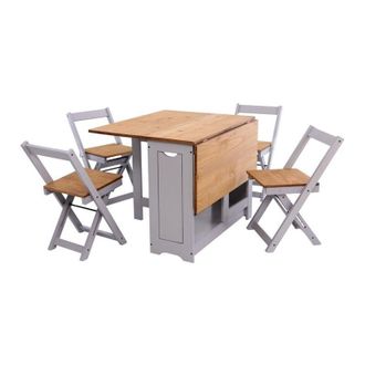 Seconique Seconique - Santos Butterfly Dining Set - Slate Grey/Distressed Waxed Pine