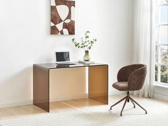 Vente-Unique Scrivania in Vetro temperato Marrone - ELSTRON